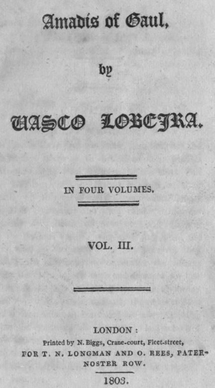 Amadís of Gaul, Vol. III. of IV.