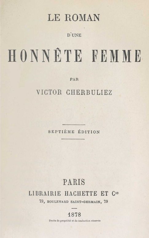 Le roman d'une honnête femme