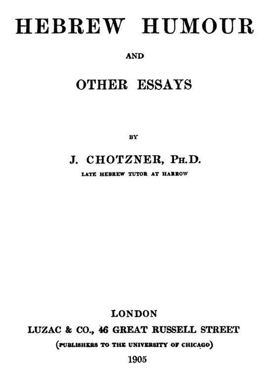 Hebrew Humor and other Essays