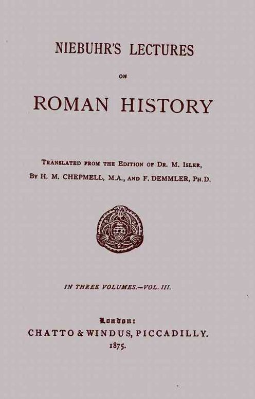 Niebuhr's lectures on Roman History, Vol. 3 (of 3)