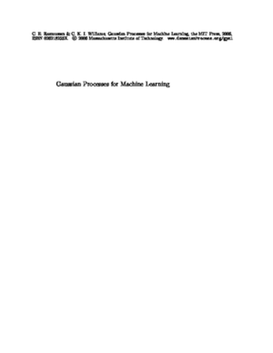 Gaussian Processes for Machine Learning