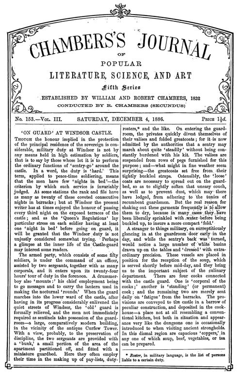 Chambers's Journal of Popular Literature, Science, and Art, fifth series, no. 153, vol. III, December 4, 1886