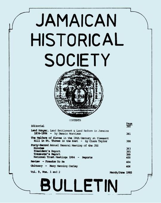 Jamaican Historical Society Bulletin, Vol. 9