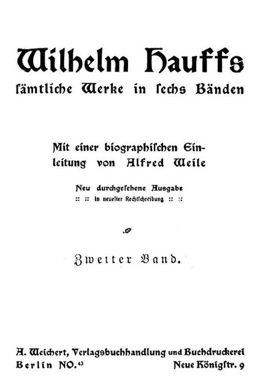 Wilhelm Hauffs sämtliche Werke in sechs Bänden, Zweiter Band
