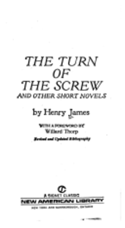 The turn of the screw and other short novels