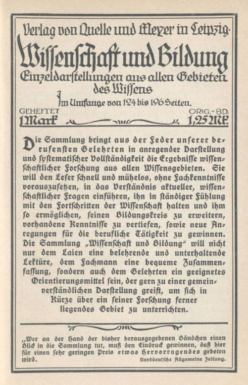 Wissenschaft und Bildung (Katalog)
Einzeldarstellungen aus allen Gebieten des Wissens