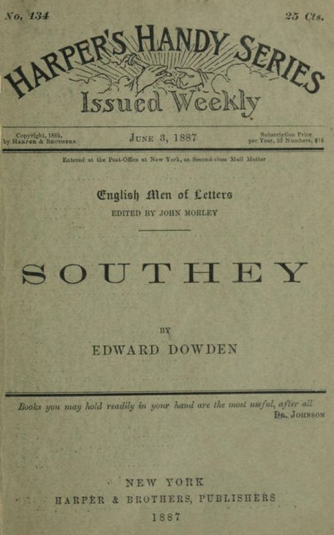 Southey / No. 134 of 'Harper's Handy Series', 'English Men of Letters'