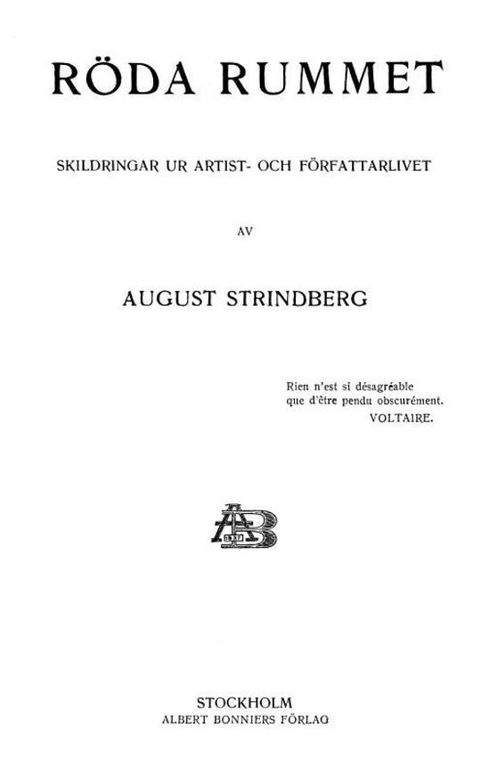Röda rummet
Skildringar ur artist- och författarlivet