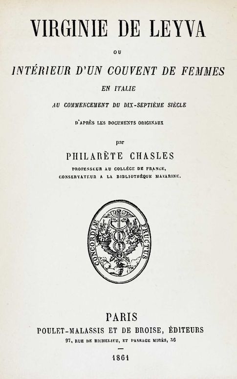 Virginie de Leyva ou intérieur d'un couvent de femmes en Italie au commencement du dix-septième siècle