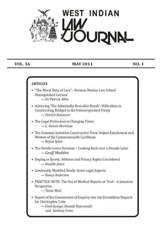 West Indian Law Journal Volume 36 Issue 1