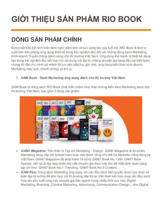 GIỚI THIỆU SẢN PHẨM RIO BOOK