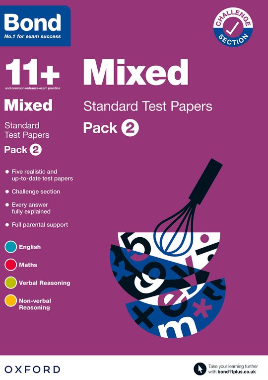 Bond 11+: Bond 11+ Mixed Standard Test Papers: Pack 2: Ready for the 2024 exam