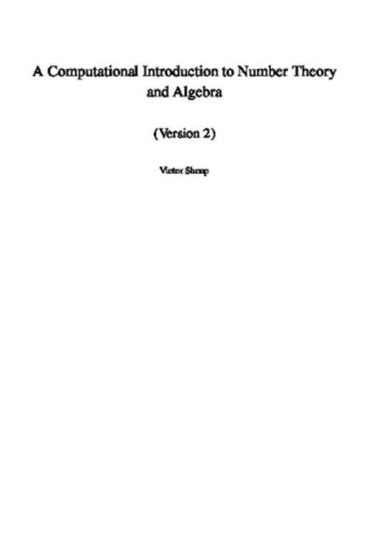 A Computational Introduction to Number Theory and Algebra (Version 2)