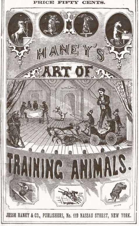 Haney's Art of Training Animals
A Practical Guide For Amateur Or Professional Trainers.
Giving Full Instructions For Breaking, Taming and Teaching
All Kinds of Animals Including an Improved Method of Horse
Breaking, Management of Farm Animals, Training of Sporting
Dogs; Serpent Charming, Care and Tuition of Talking, Singing
and Performing Birds; and Detailed Instructions For Teaching
All Circus Tricks, and Many Other Wonderful Feats.