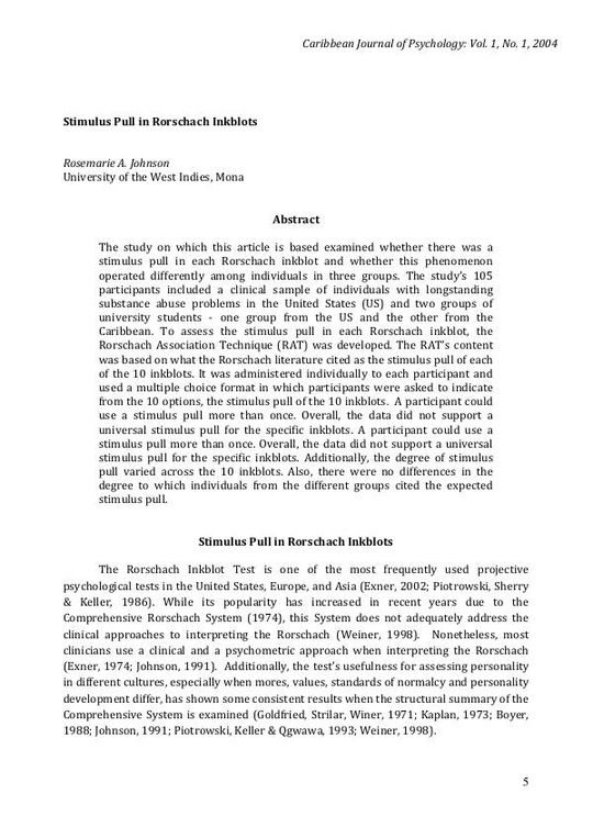 Stimulus Pull in Rorschach Inkblots