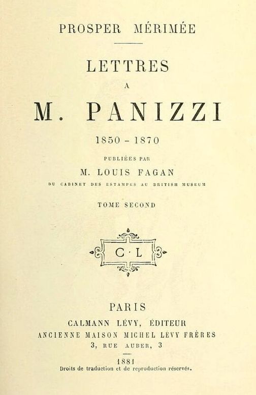 Lettres à M. Panizzi, tome II