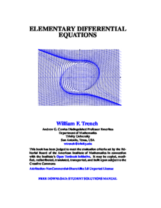 Elementary Differential Equations