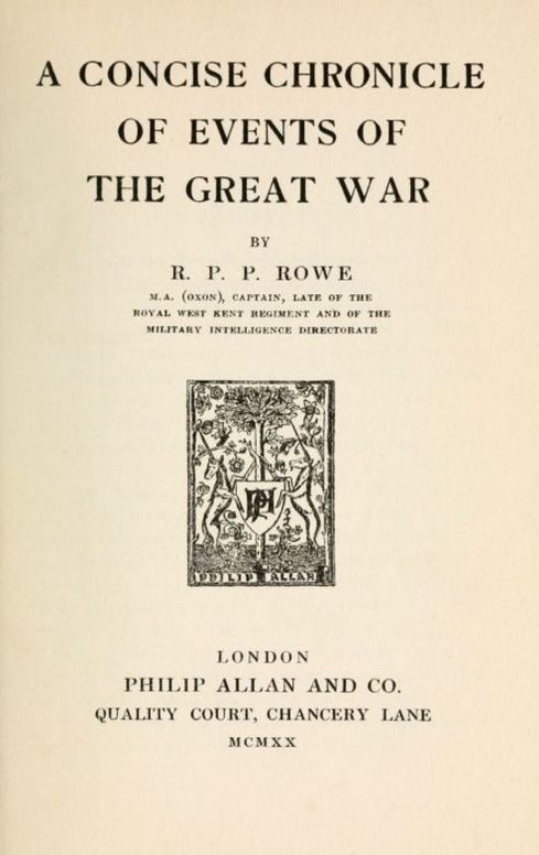 A Concise Chronicle of Events of the Great War