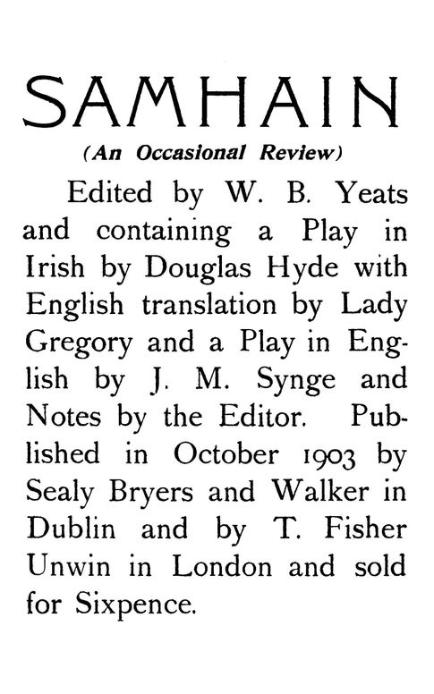 Samhain, issue 3, October 1903