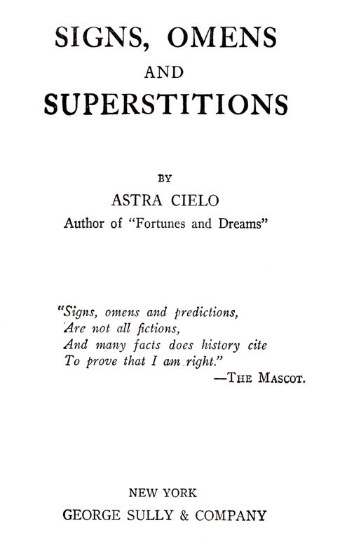 Signs, omens and superstitions