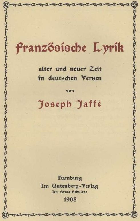 Französische Lyrik alter und neuer Zeit in deutschen Versen