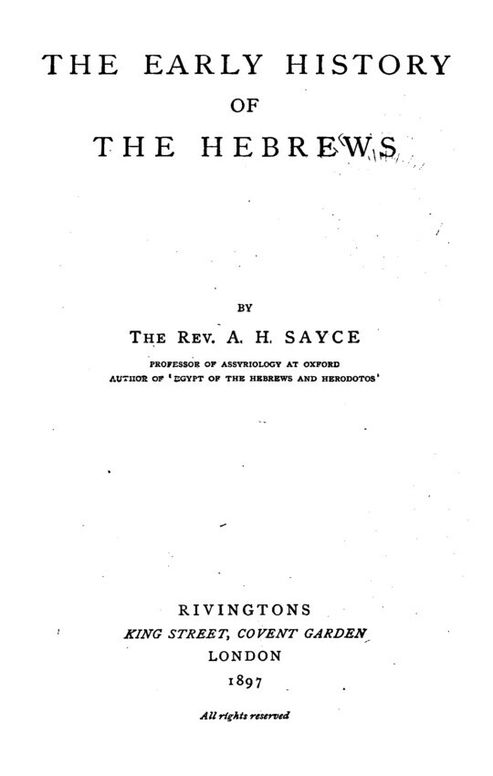 The early history of the Hebrews