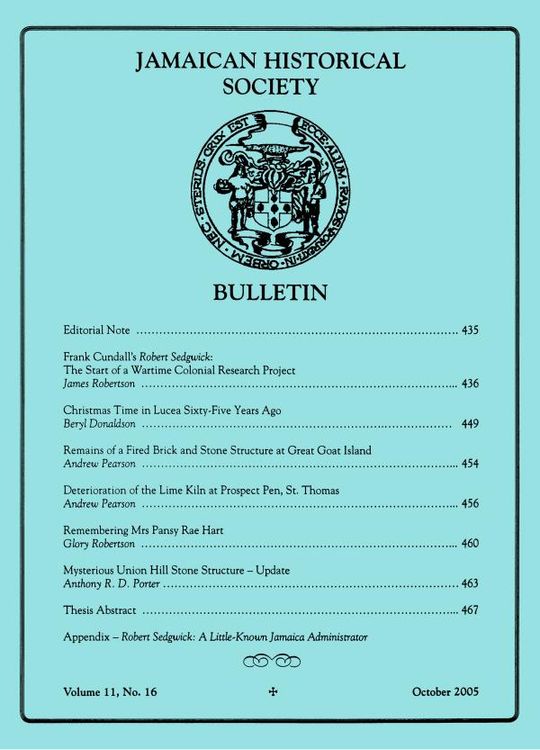 Jamaican Historical Society Bulletin, Vol. 11, No. 16