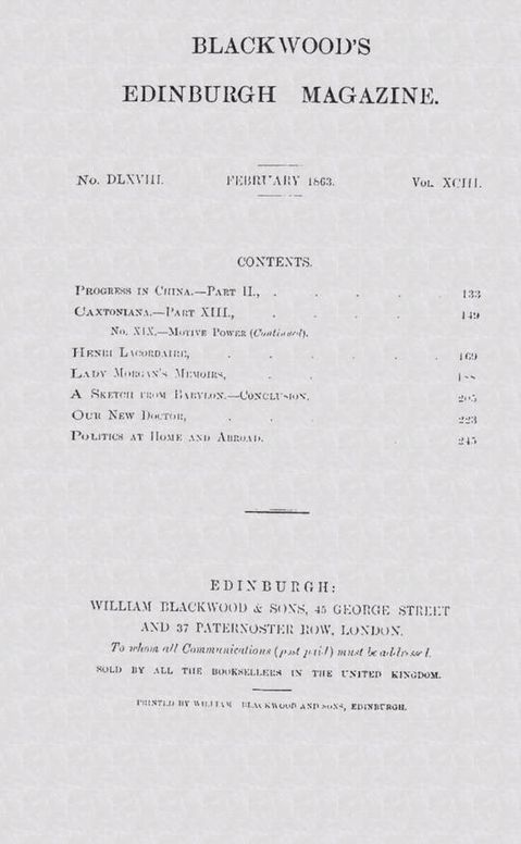 Blackwood's Edinburgh Magazine, Vol. 93, No. 568, February, 1863