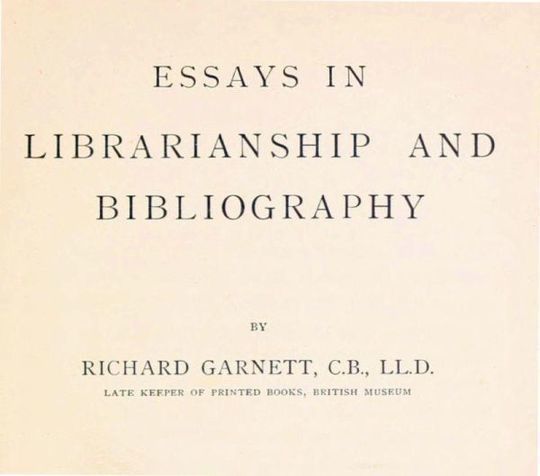 Essays in Librarianship and Bibliography