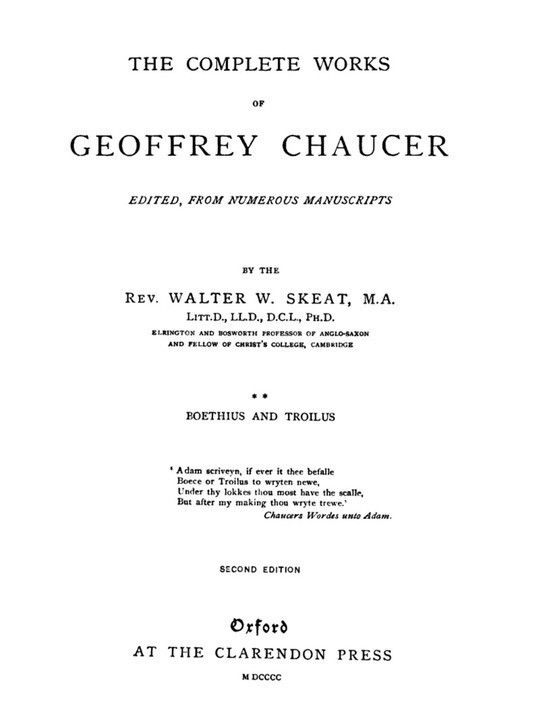Chaucer's Works, Volume 2 (of 7) Boethius and Troilus