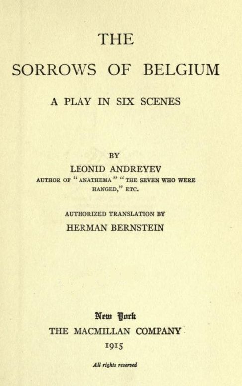 The Sorrows of Belgium A Play in Six Scenes