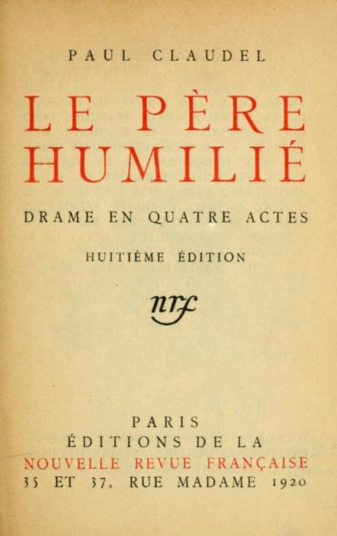 Le père humilié Drame en quatre actes