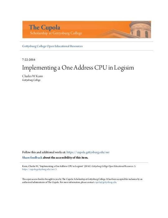 Implementing a One Address CPU in Logisim