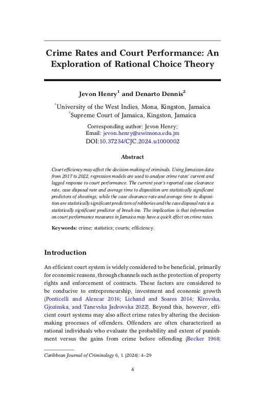 Crime Rates and Court Performance: An Exploration of Rational Choice Theory