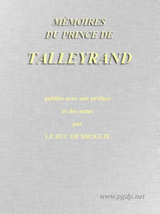 Mémoires du prince de Talleyrand, Volume V (of V)