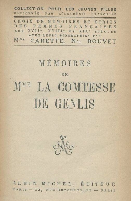 Mémoires de Mme la Comtesse de Genlis