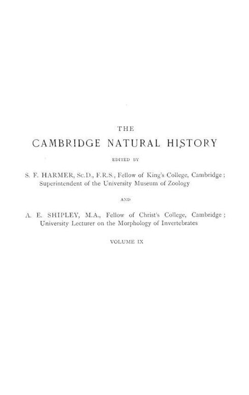 The Cambridge natural history, vol. ix
