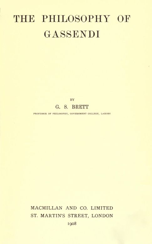 The philosophy of Gassendi