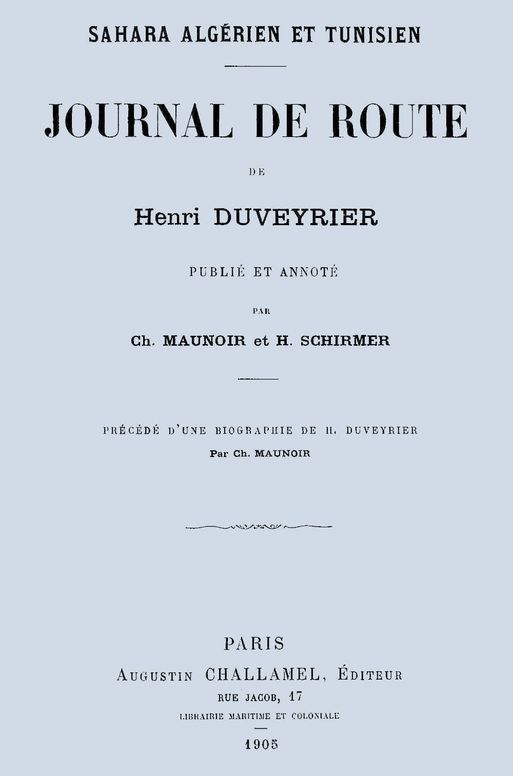 Journal de route de Henri Duveyrier