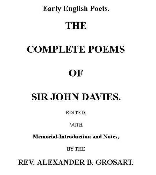 The Complete Poems of Sir John Davies. Volume 2 of 2.