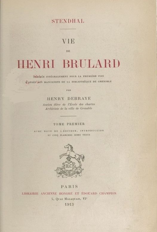 Vie de Henri Brulard, tome 1 (of 2)