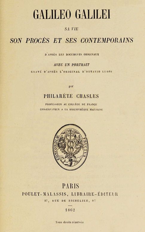 Galileo Galilei: sa vie, son procès et ses contemporains