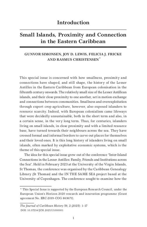 Introduction: Small Islands, Proximity and Connection  in the Eastern Caribbean