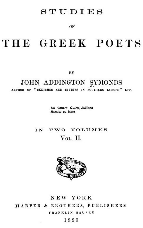 Studies of the Greek Poets (Vol II of 2)