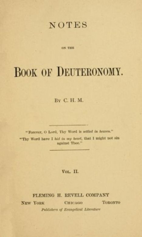 Notes on the Book of Deuteronomy, Volume I