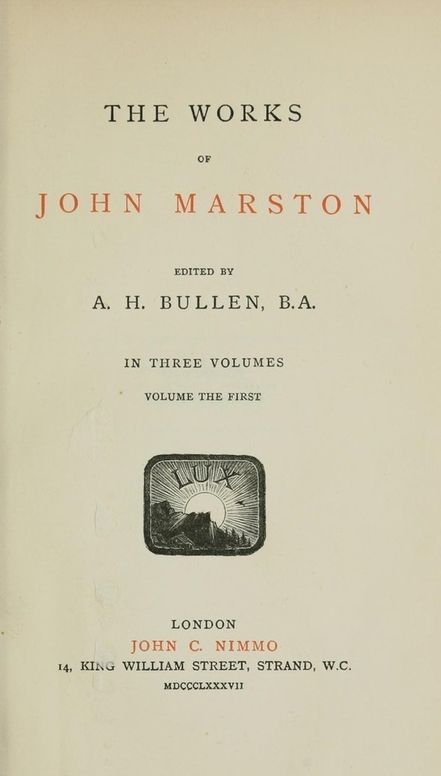 The Works of John Marston Volume 1