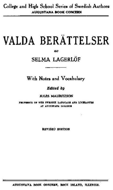 Valda Berättelser av Selma Lagerlöf With Notes and Vocabulary