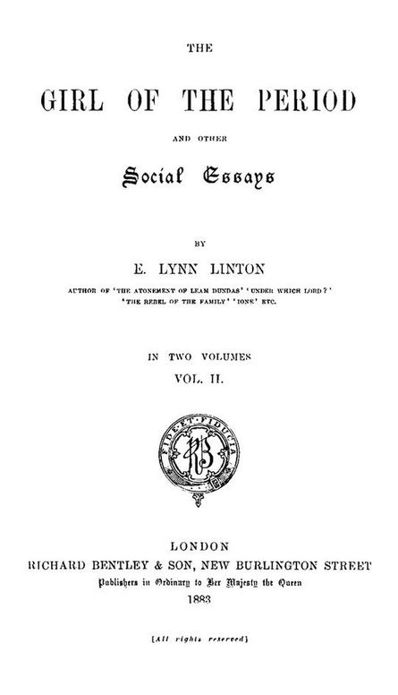 The Girl of the Period and Other Social Essays, Vol. II (of 2)