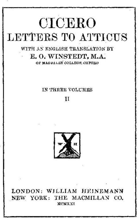Cicero: Letters to Atticus, Vol. 2 of 3