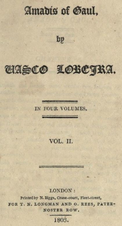 Amadís of Gaul, Vol. II. of IV.